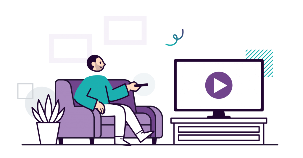 Ilustración hombre mirando la televisiób