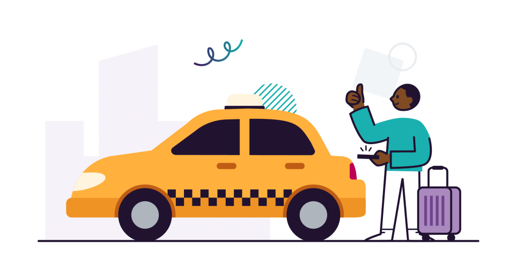 Ilustración hombre cogiendo un taxi