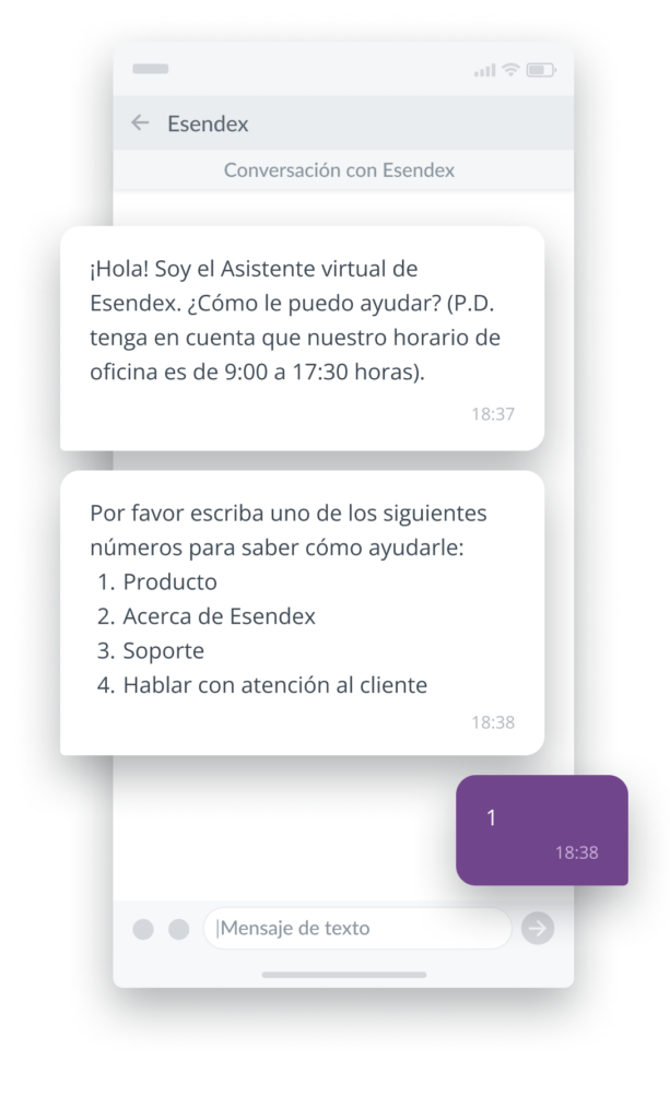 ejemplo SMS conversacional