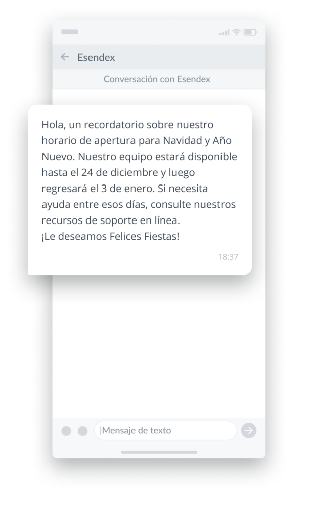 ejemplo sms horario apertura