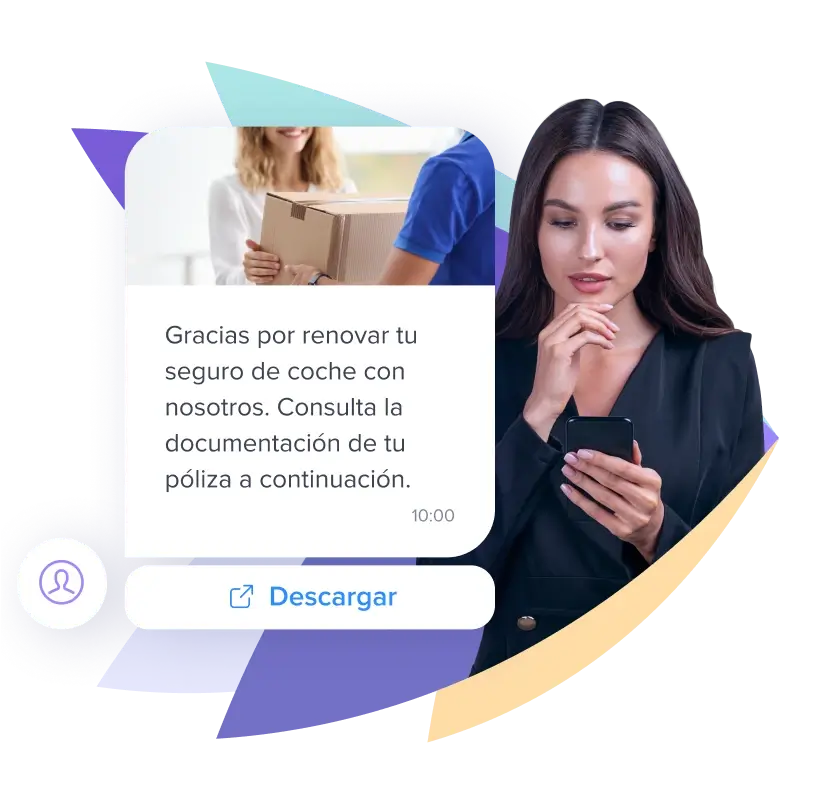SMS landing en el telefono de una mujer