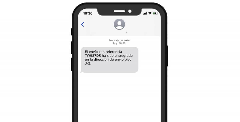 Ejemplo de SMS de entrega