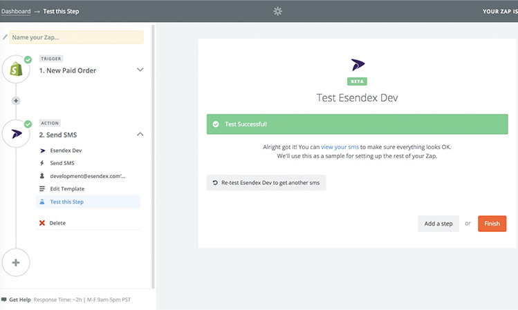 Paso 8 enviar SMS con shopify