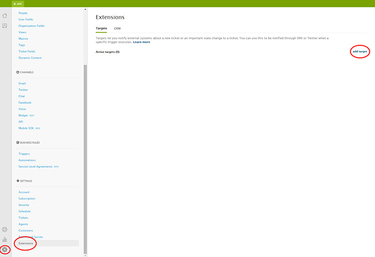 pantalla configuración plugin Zendesk