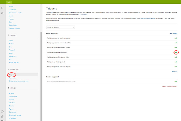 pantalla configuración plugin Zendesk
